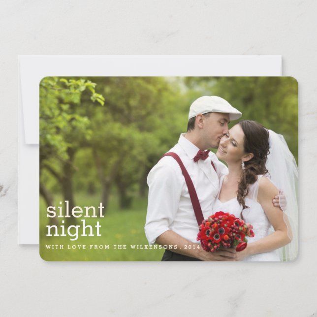 Silent Night Merry Christmas Two Photo Card (Front)