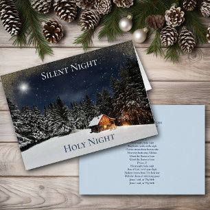 Silent Night Mountain Forest Cabin Christmas Cards