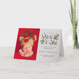 Silent Night   Ms Birth Announcement Greeting Card