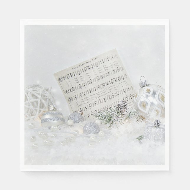 Silent Night Music With Ornaments Napkins (Front)
