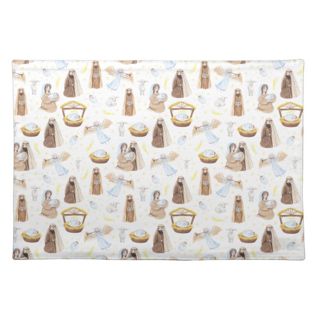 Silent Night Nativity Christmas Cloth Placemat (Front)