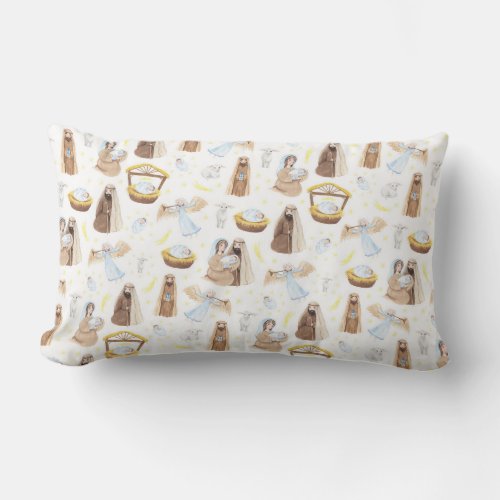 Silent Night Nativity Christmas Lumbar Pillow