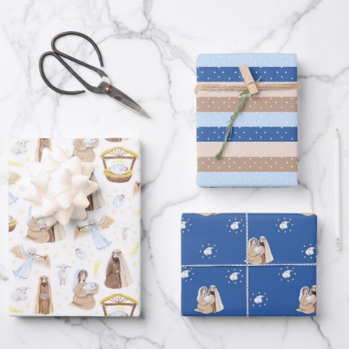Silent Night Nativity Christmas Wrapping Paper Sheets