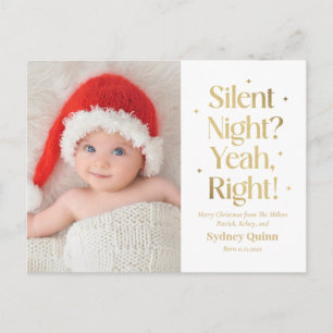 Silent Night New Baby Funny Christmas Postcard