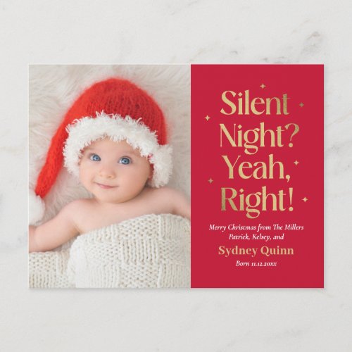 Silent Night New Baby Funny Christmas Postcard