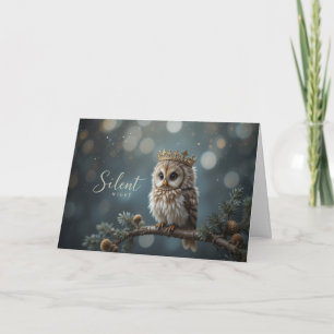 Silent Night Owl Christmas Cute Winter Animal Card