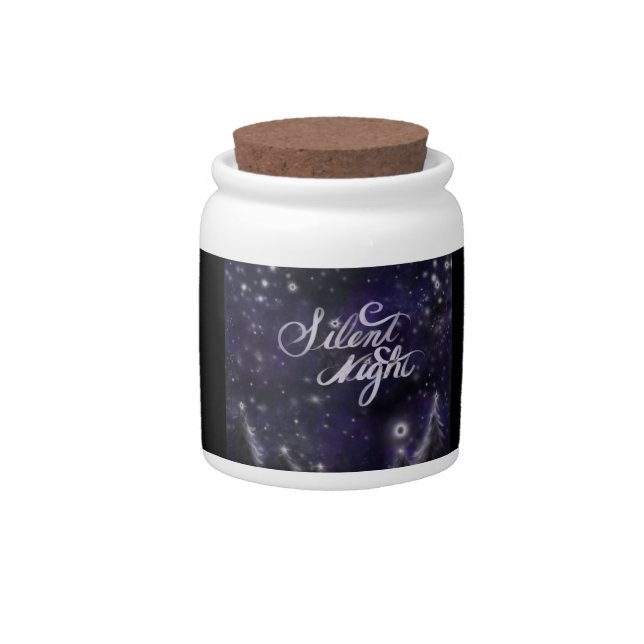 Silent Night - romantic Holiday snow scene Candy Jar (Front)