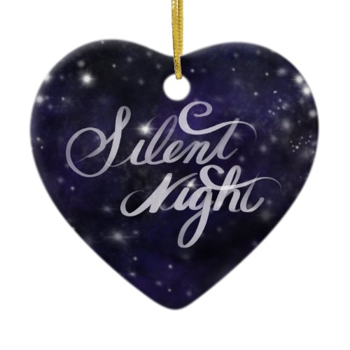 Silent Night - romantic Holiday snow scene Ceramic Ornament