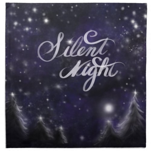 Silent Night _ romantic Holiday snow scene Cloth Napkin