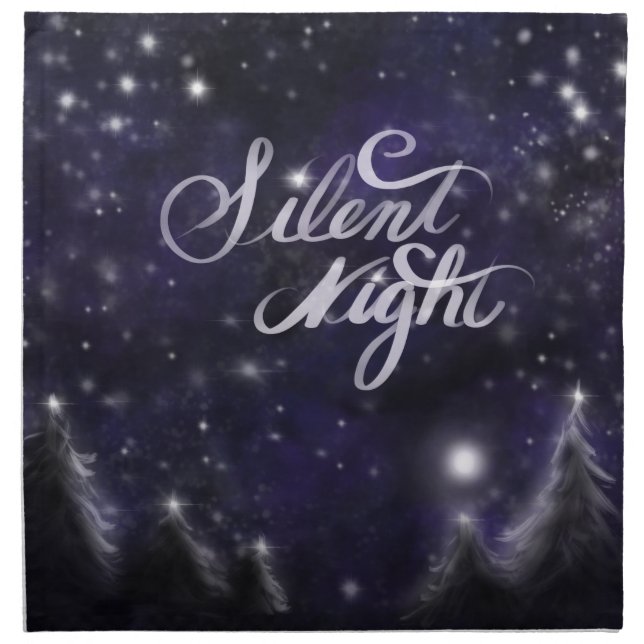 Silent Night - romantic Holiday snow scene Cloth Napkin (Front)