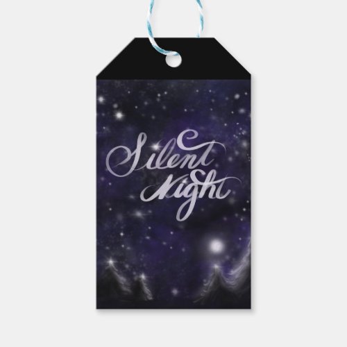 Silent Night _ romantic Holiday snow scene Gift Tags