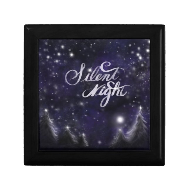 Silent Night - romantic Holiday snow scene Jewelry Box (Front)