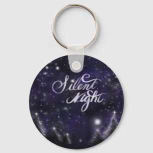 Silent Night - romantic Holiday snow scene Keychain