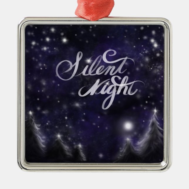 Silent Night - romantic Holiday snow scene Metal Ornament (Front)