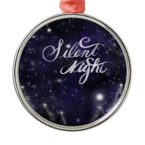 Silent Night - romantic Holiday snow scene Metal Ornament