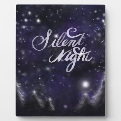 Silent Night _ romantic Holiday snow scene Plaque