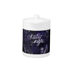 Silent Night - romantic Holiday snow scene Teapot
