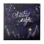 Silent Night - romantic Holiday snow scene Tile<br><div class="desc">Silent Night - romantic Holiday snow scene during the earlier morning while the moon is glistening over a blanket of fresh new snow.</div>