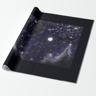Silent Night - romantic Holiday snow scene Wrapping Paper