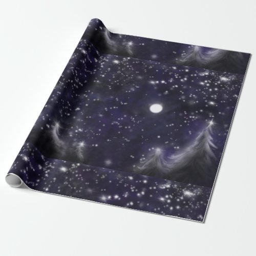 Silent Night _ romantic Holiday snow scene Wrapping Paper