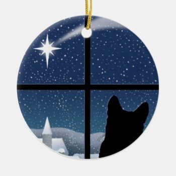 Silent Night Round Christmas Ornament by lamessegee at Zazzle