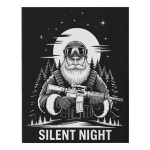 Silent Night Santa Christmas Military Veteran  Faux Canvas Print