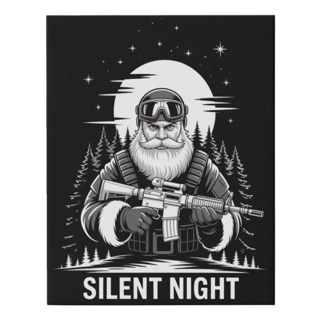 Silent Night Santa Christmas Military Veteran  Faux Canvas Print (Front)
