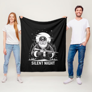 Silent Night Santa Christmas Military Veteran  Fleece Blanket