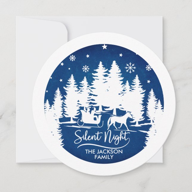 Silent night sleight pines silhouettes snowflakes (Front)