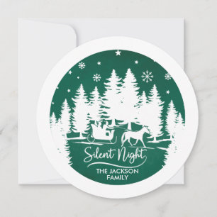 Silent night sleight pines silhouettes snowflakes