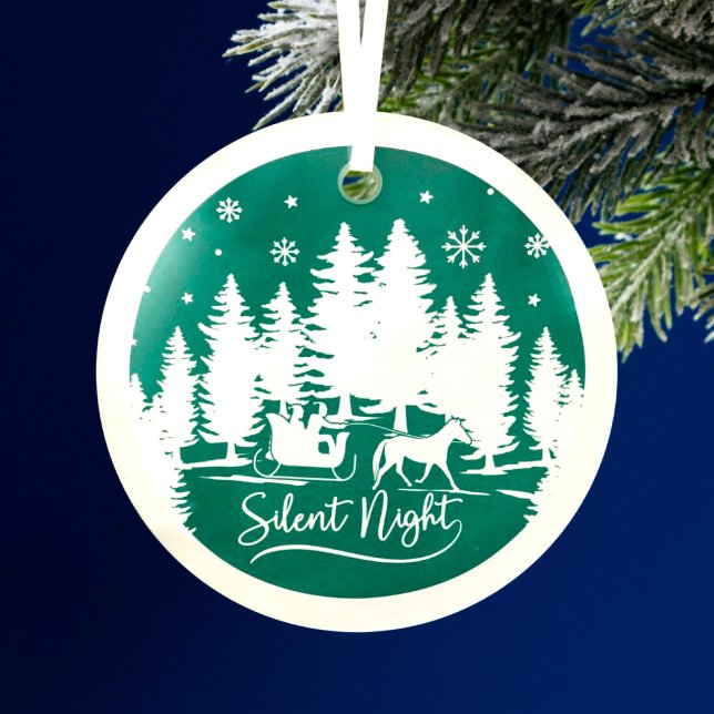Silent night sleight snowflakes pines  glass ornament (Creator Uploaded)