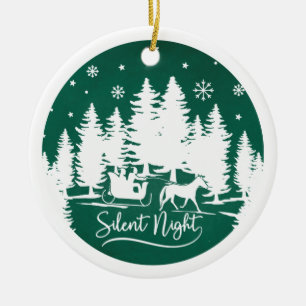 Silent night sleight snowflakes pines with photo ceramic ornament