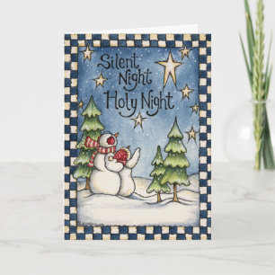 Silent Night Snowmen Christmas Holiday Card