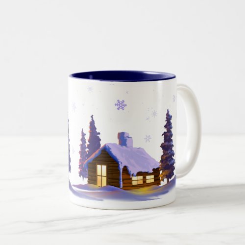 Silent Night  Snowy Village Christmas Gift Two_Tone Coffee Mug