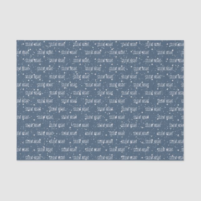 SILENT NIGHT Text on Stars and Snow Tissue Paper (Front)