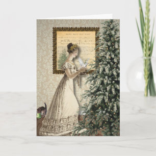 Silent Night Vintage Christmas Scene Greeting Card