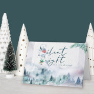 Silent Night Watercolor Misty Pine Forest Holiday Card at Zazzle