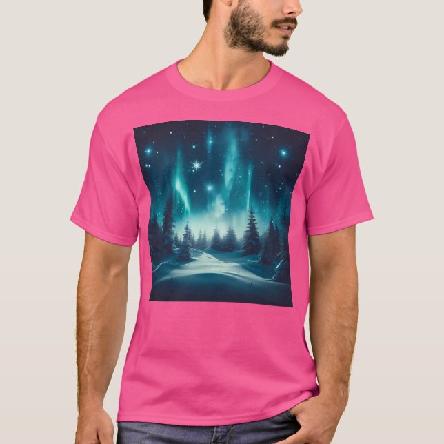 Silent Nightfall Glittering Pines Midnight'S Peace T-Shirt (Front)