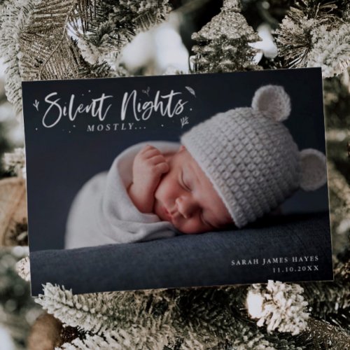 Silent Nights Baby Landscape Photo Holiday Birth Announcement