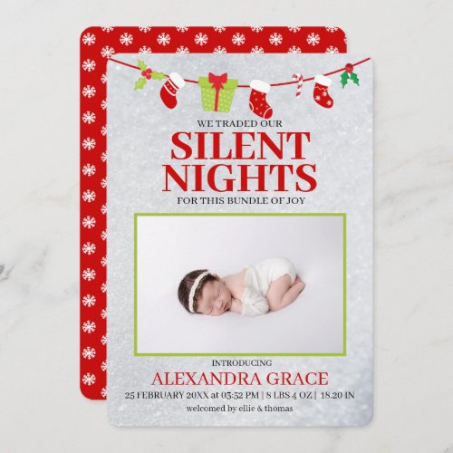 Silent Nights Bundle Joy Photo Christmas Birth Announcement