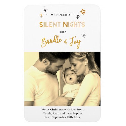 Silent Nights Christmas Birth Announcement Magnet