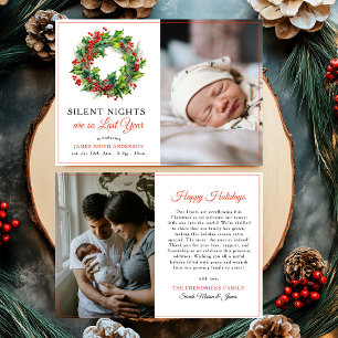 Silent Nights Christmas Photo Baby Birth Announcement