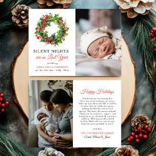 Silent Nights Christmas Photo Baby Birth Announcement
