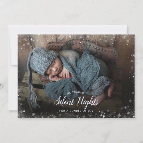 Silent Nights For Bundle Joy Xmas 4 Photos Holiday Announcement