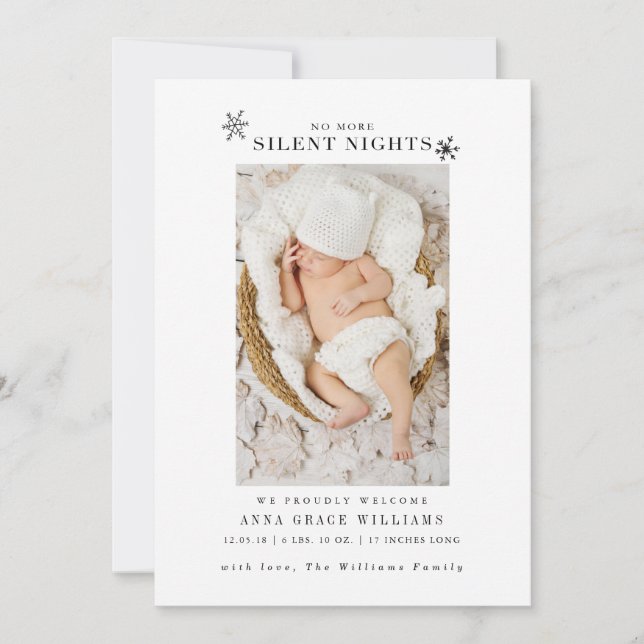 Silent Nights Newborn Christmas Announcement (Front)