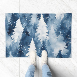 Silent Pines Winter Forest Doormat