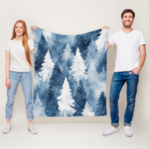 Silent Pines Winter Forest Fleece Blanket