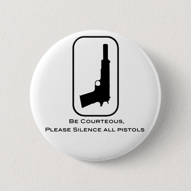 Silent Pistol Pinback Button (Front)