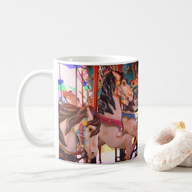 Silent Prancers Carousel Horses Coffee Mug (With Donut)