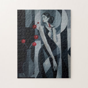 Silent Pulse Art Deco Woman Jigsaw Puzzle